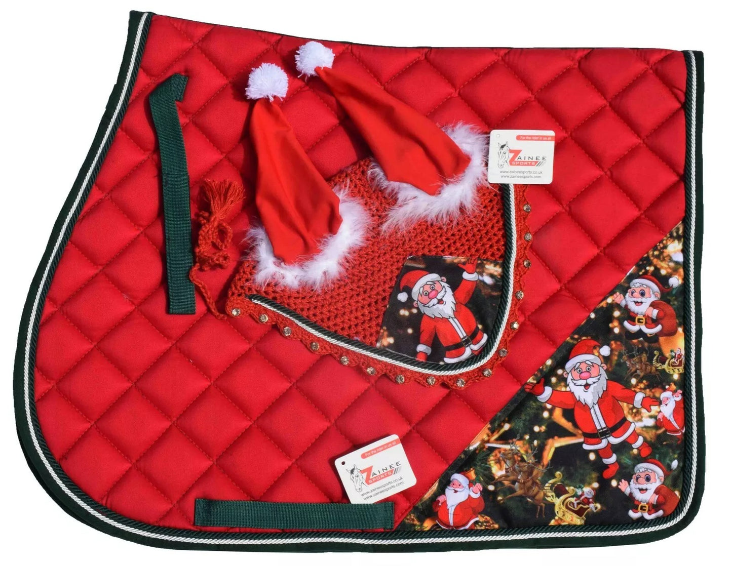 Christmas Horse Gift Santa Claus All purpose English saddle pad Set