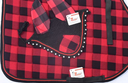 Buffalo Plaid English Saddle Pad Fly Bonnet Special gift Handmade