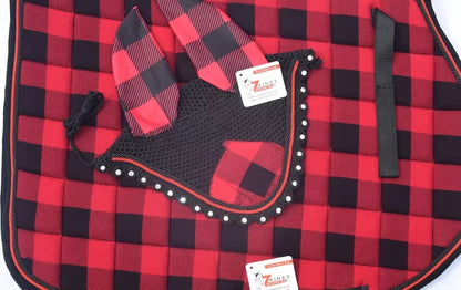 Buffalo Plaid English Saddle Pad Fly Bonnet Special gift Handmade