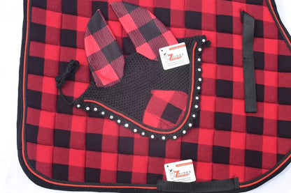 Buffalo Plaid English Saddle Pad Fly Bonnet Special gift Handmade