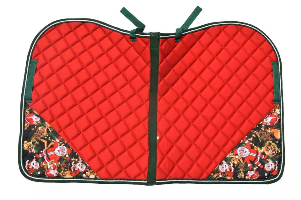 Christmas Horse Gift Santa Claus All purpose English saddle pad Set