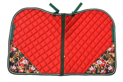 Christmas Horse Gift Santa Claus All purpose English saddle pad Set