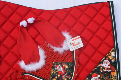 Christmas Horse Gift Santa Claus All purpose English saddle pad Set