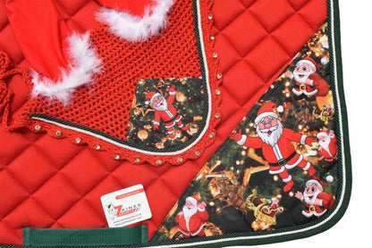 Christmas Horse Gift Santa Claus All purpose English saddle pad Set